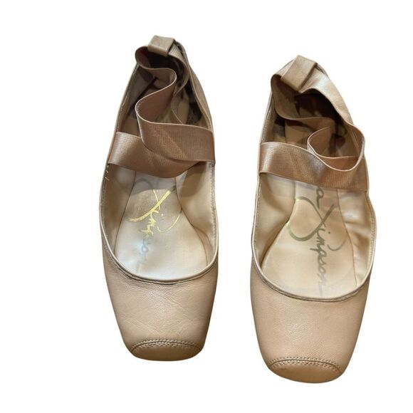 Jessica Simpson Mandalaye Elastic Criss-Cross Ankle Strap Leather Ballet Flats - Picture 2 of 10